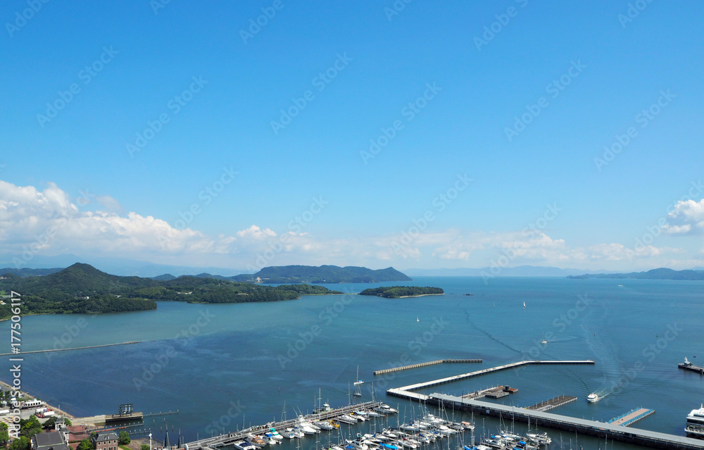Marina view and clear sky on island - Japan travel