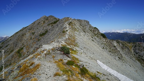 槍ヶ岳登山、中岳から大喰岳へ向かう