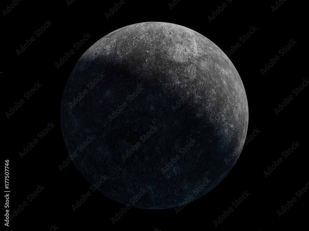 sunrise over planet Mercury isolated on black background sunrise over planet Mercury isolated on black background