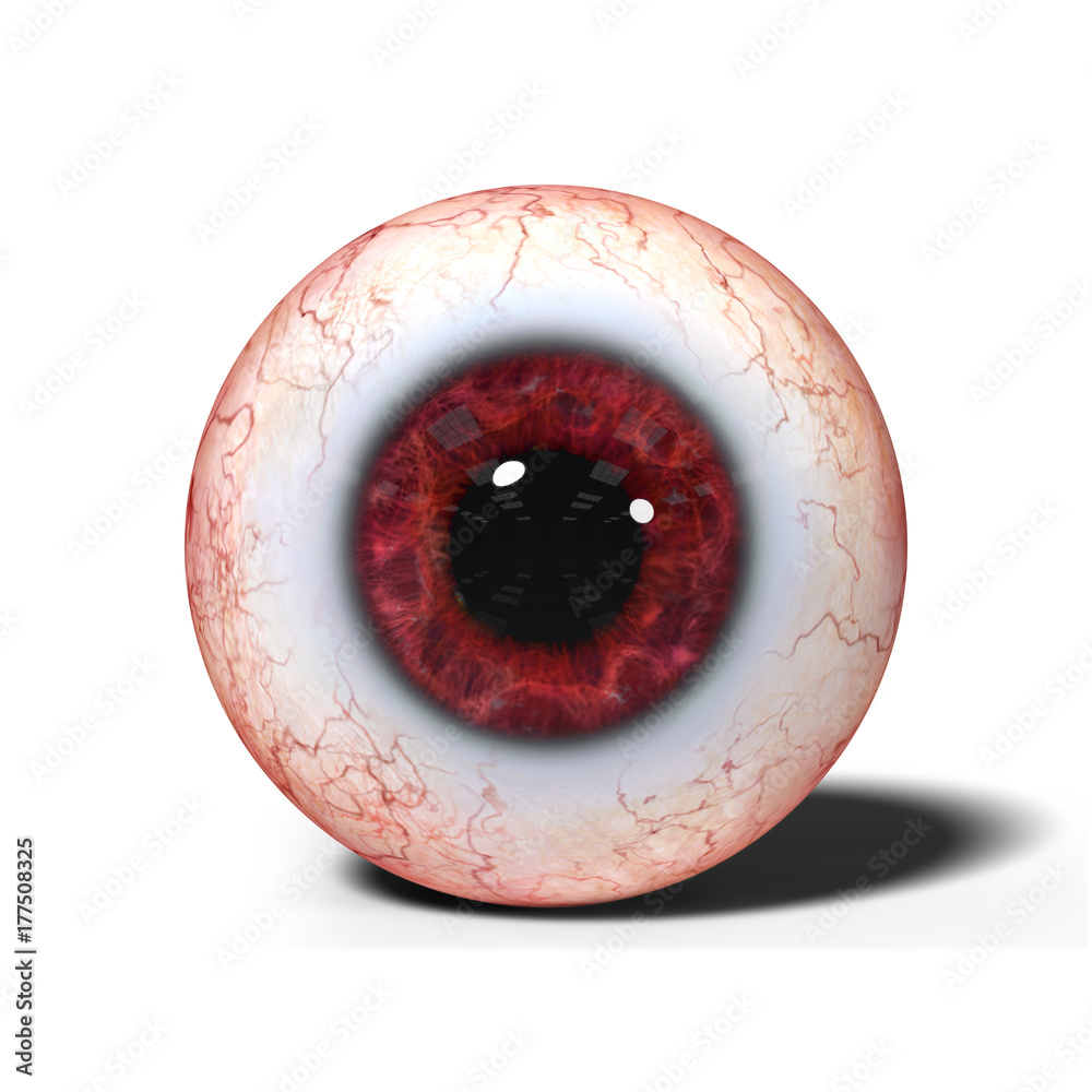 realistic human eye with red iris isolated on white background Stock | Adobe