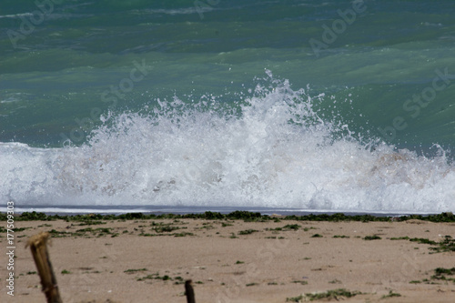 Krapetz beach, splashing waves, Bulgaria photo