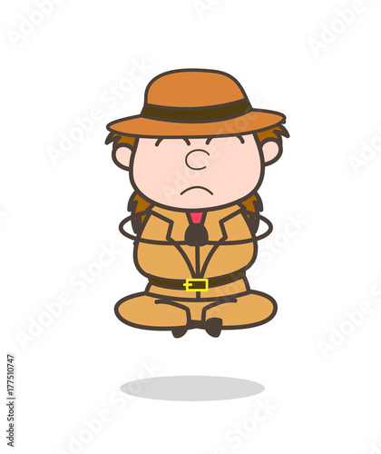 Concentration - Female Explorer Scientist Cartoon Vector
