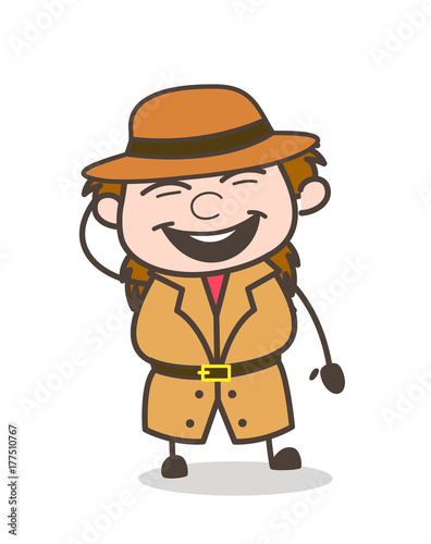 Joyful Face - Female Explorer Scientist Cartoon Vector
