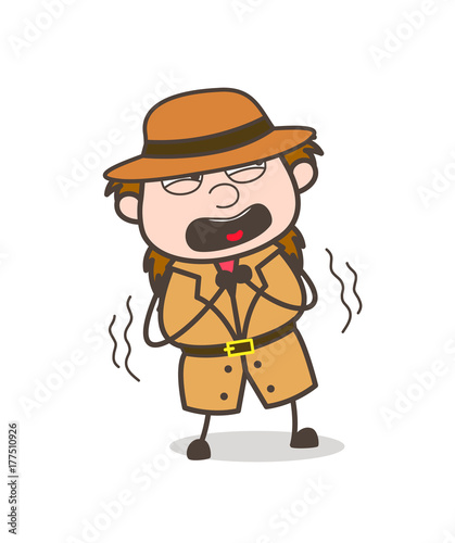 Screaming in Fear - Female Explorer Scientist Cartoon Vector