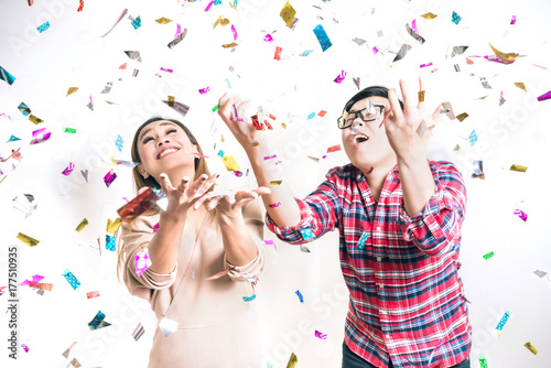 Asian People Having Fun in Celebrate Party - Surprise and Excite Emotion for Stock Photo