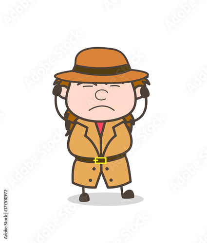 Irritated Expression - Female Explorer Scientist Cartoon Vector
