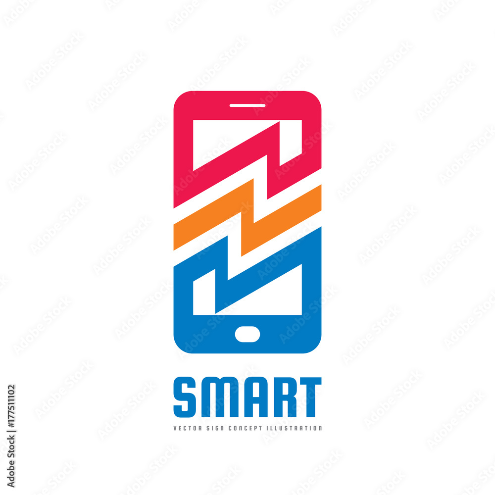 Mobile phone vector logo concept illustration. Smartphone creative sign.  Modern technology. Cellphone symbol. Design element. Stock Vector | Adobe  Stock