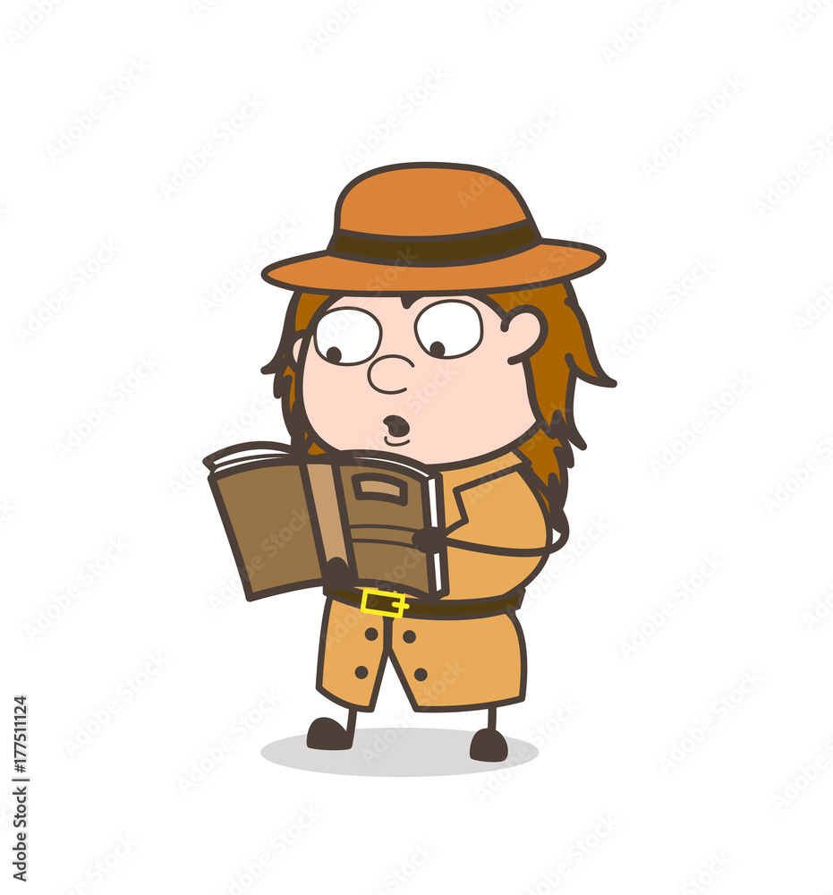 Reading Book - Female Explorer Scientist Cartoon Vector Reading Book - Female Explorer Scientist Cartoon Vector