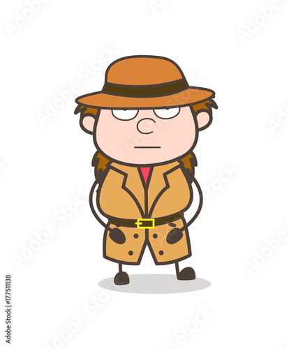 Expressionless Face - Female Explorer Scientist Cartoon Vector