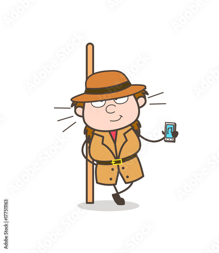 Music Player - Female Explorer Scientist Cartoon Vector