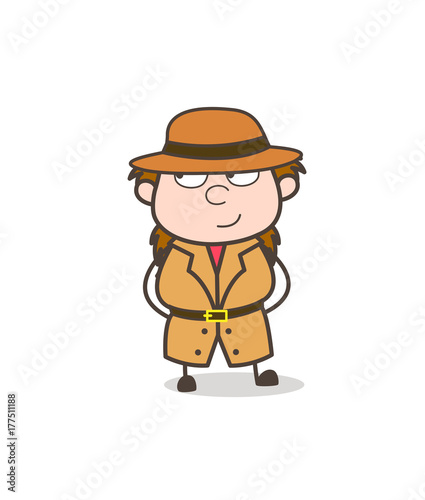 Naughty Smiling Face - Female Explorer Scientist Cartoon Vector