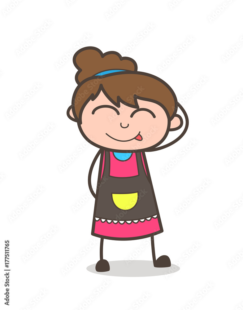 Shy and Smiling Face - Beautician Girl Artist Cartoon Vector Shy and Smiling Face - Beautician Girl Artist Cartoon Vector