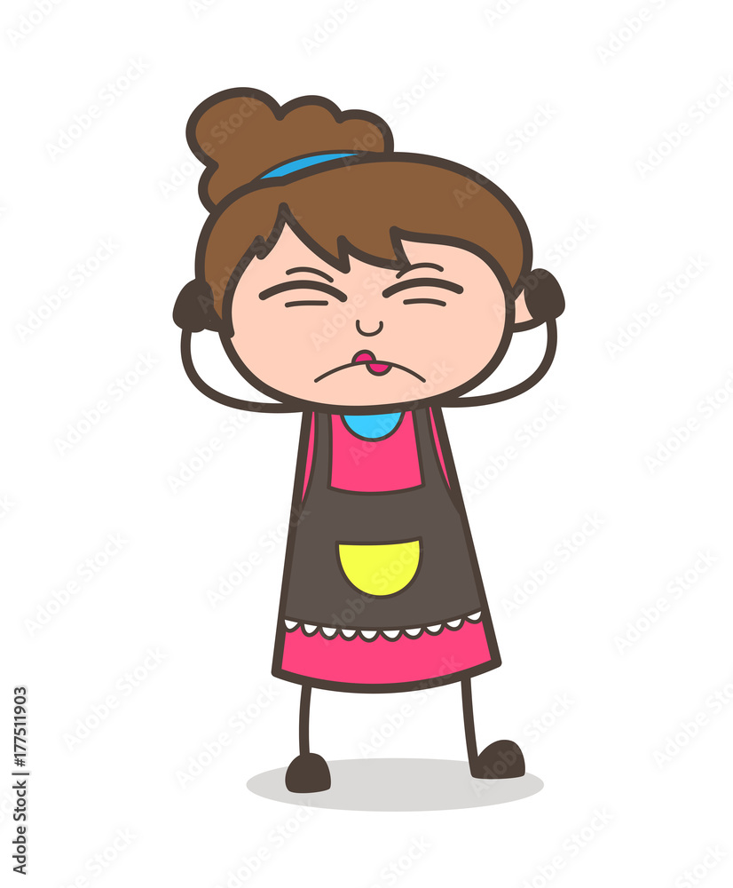 Irritated Face - Beautician Girl Artist Cartoon Vector