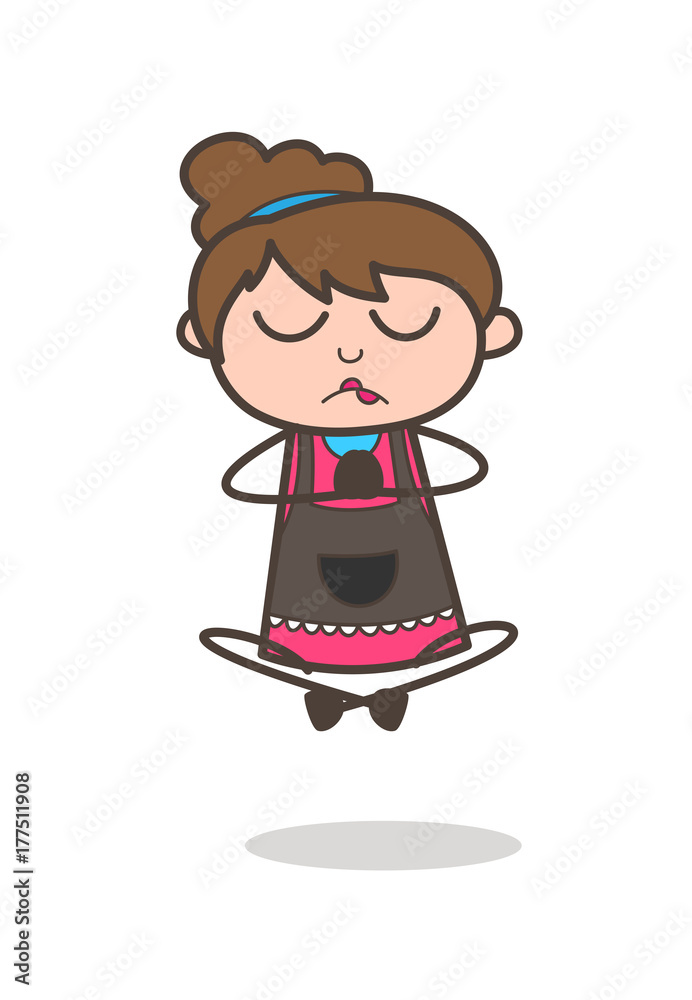 Doing Meditation - Beautician Girl Artist Cartoon Vector Doing Meditation - Beautician Girl Artist Cartoon Vector