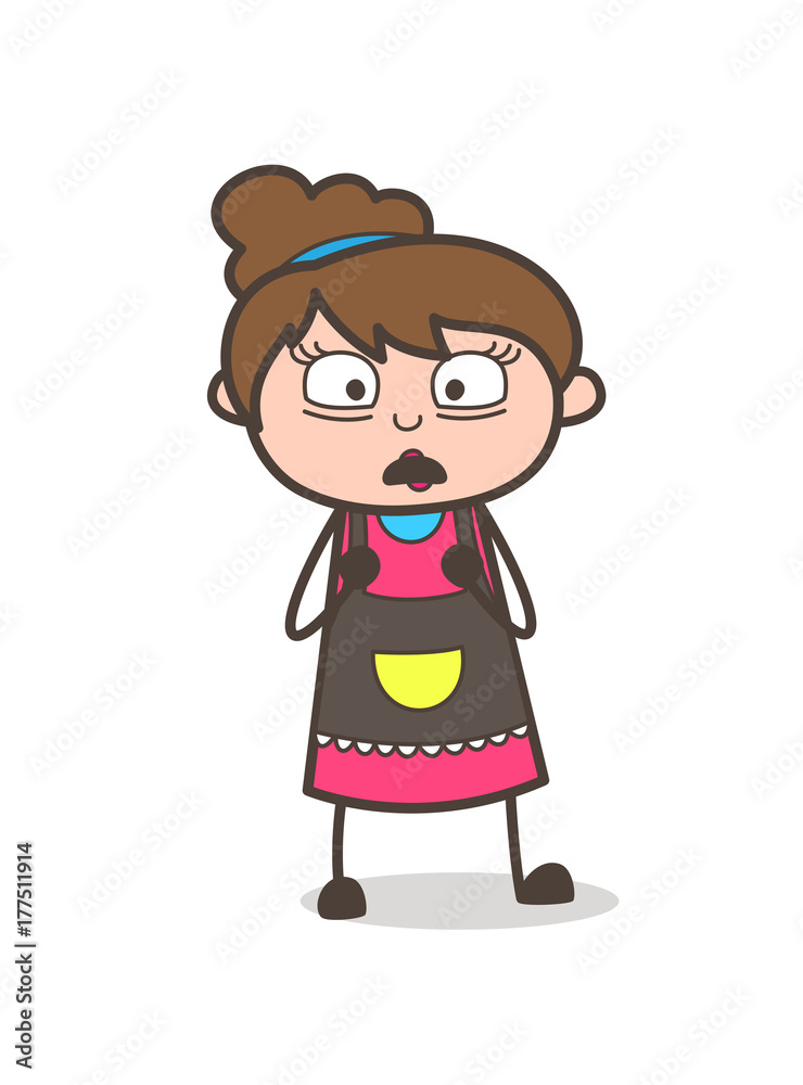 Anguished Face - Beautician Girl Artist Cartoon Vector