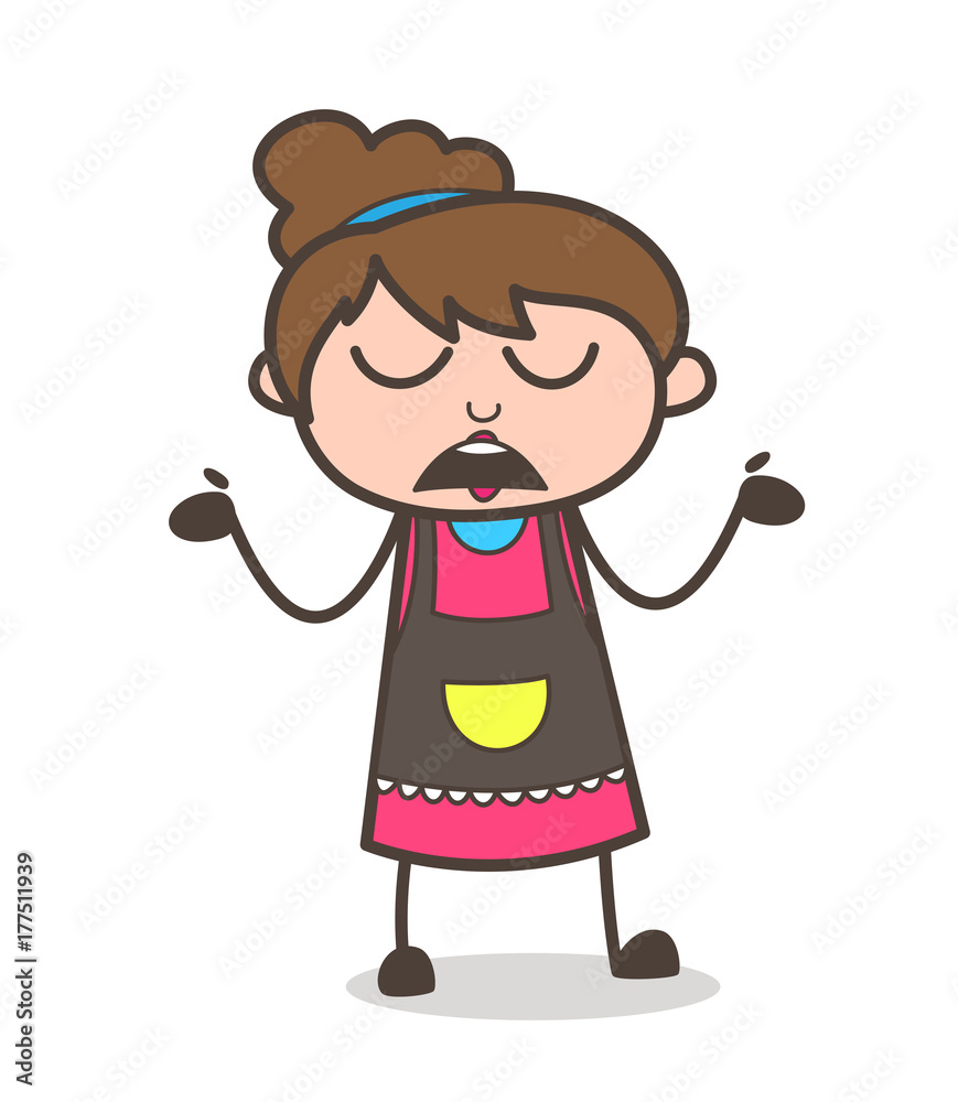 Careless Face Expression - Beautician Girl Artist Cartoon Vector Careless Face Expression - Beautician Girl Artist Cartoon Vector