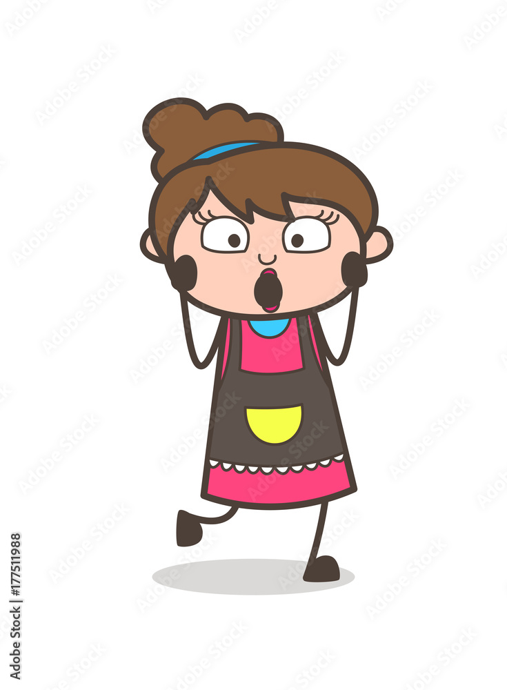 Astonished Face - Beautician Girl Artist Cartoon Vector Astonished Face - Beautician Girl Artist Cartoon Vector