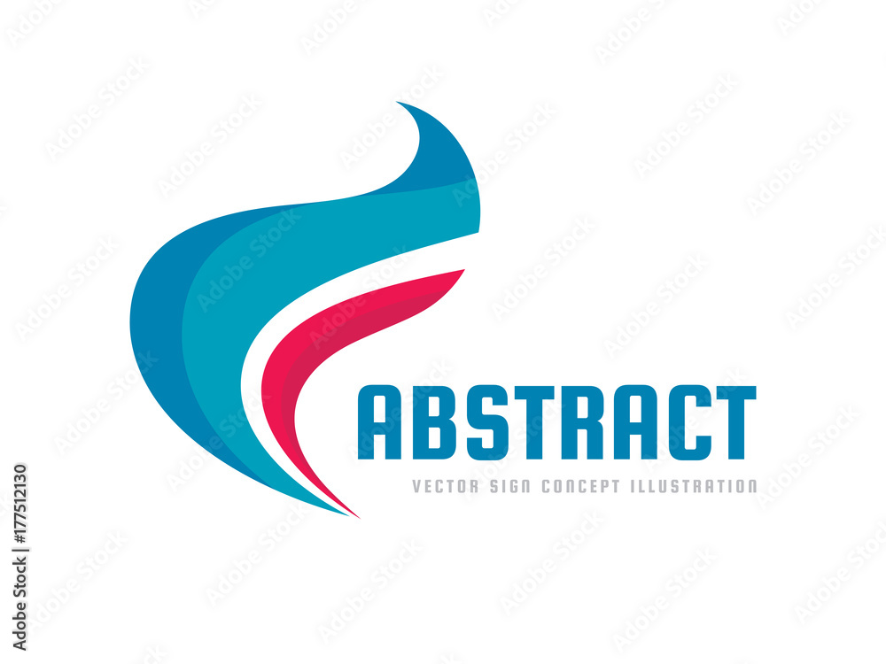 Fototapeta premium Abstract vector logo template concept illustration. Blue and red waves sign. Graphic design element.