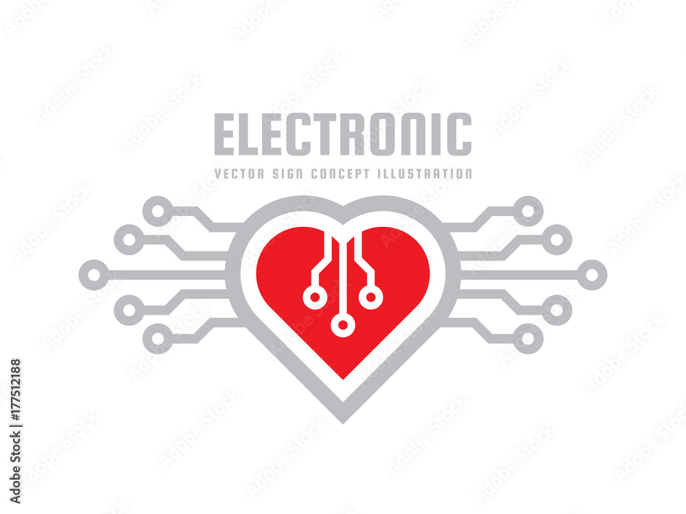 Obraz premium Red heart - vector logo template concept illustration. Abstract love creative sign. Modern medicine cardiology symbol. Electronic network structure. 