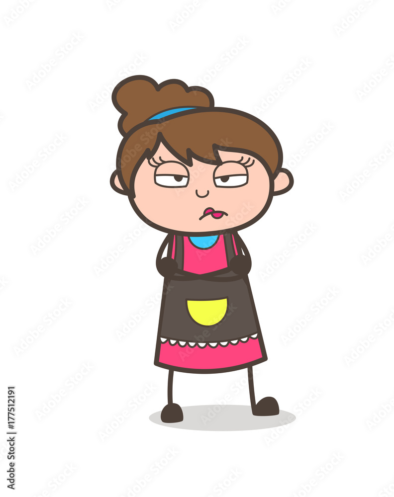 Unhappy Face Expression - Beautician Girl Artist Cartoon Vector Unhappy Face Expression - Beautician Girl Artist Cartoon Vector