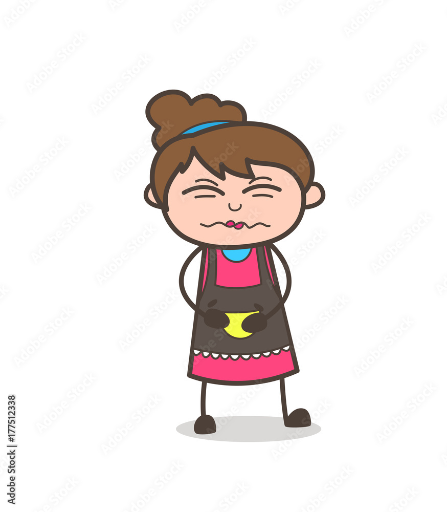 Confounded Face - Beautician Girl Artist Cartoon Vector Confounded Face - Beautician Girl Artist Cartoon Vector