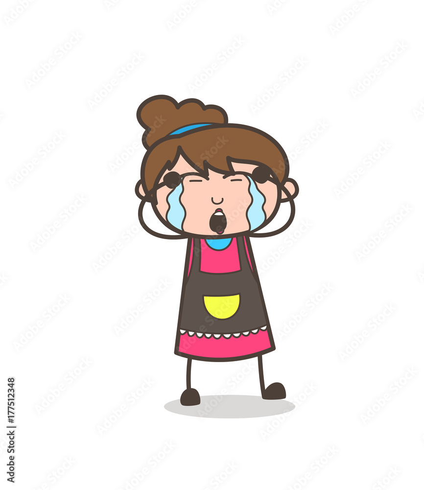 Crying Loudly Face - Beautician Girl Artist Cartoon Vector Crying Loudly Face - Beautician Girl Artist Cartoon Vector
