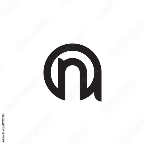 initial letter an, na, n inside a, linked line circle shape logo, monogram black color