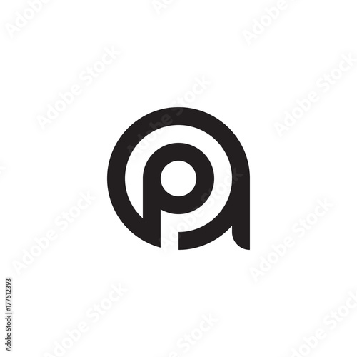 initial letter ap, pa, p inside a, linked line circle shape logo, monogram black color
