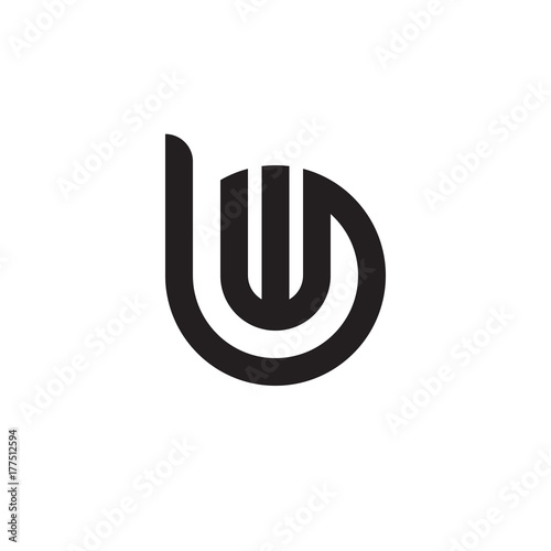 Initial letter bw, wb, w inside b, linked line circle shape logo, monogram black color