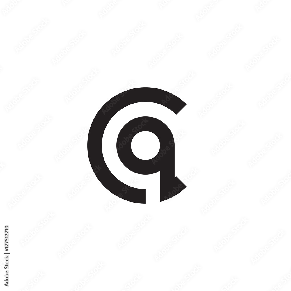 Initial letter cq, qc, q inside c, linked line circle shape logo, monogram black color Initial letter cq, qc, q inside c, linked line circle shape logo, monogram black color