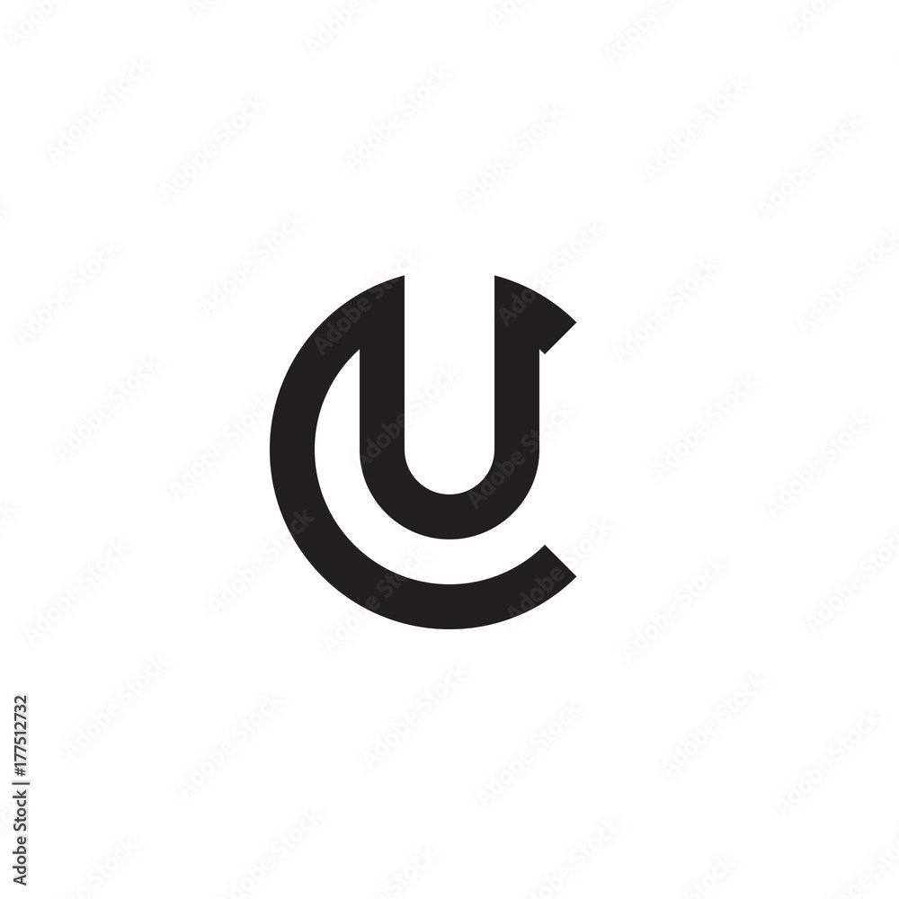 Initial letter cu, uc, u inside c, linked line circle shape logo