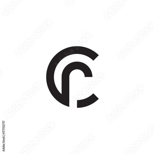 Initial letter cr, rc, r inside c, linked line circle shape logo, monogram black color