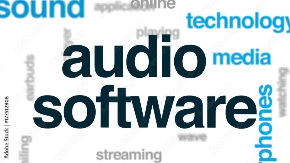 Audio software animated word cloud, text design animation. Audio software animated word cloud, text design animation.