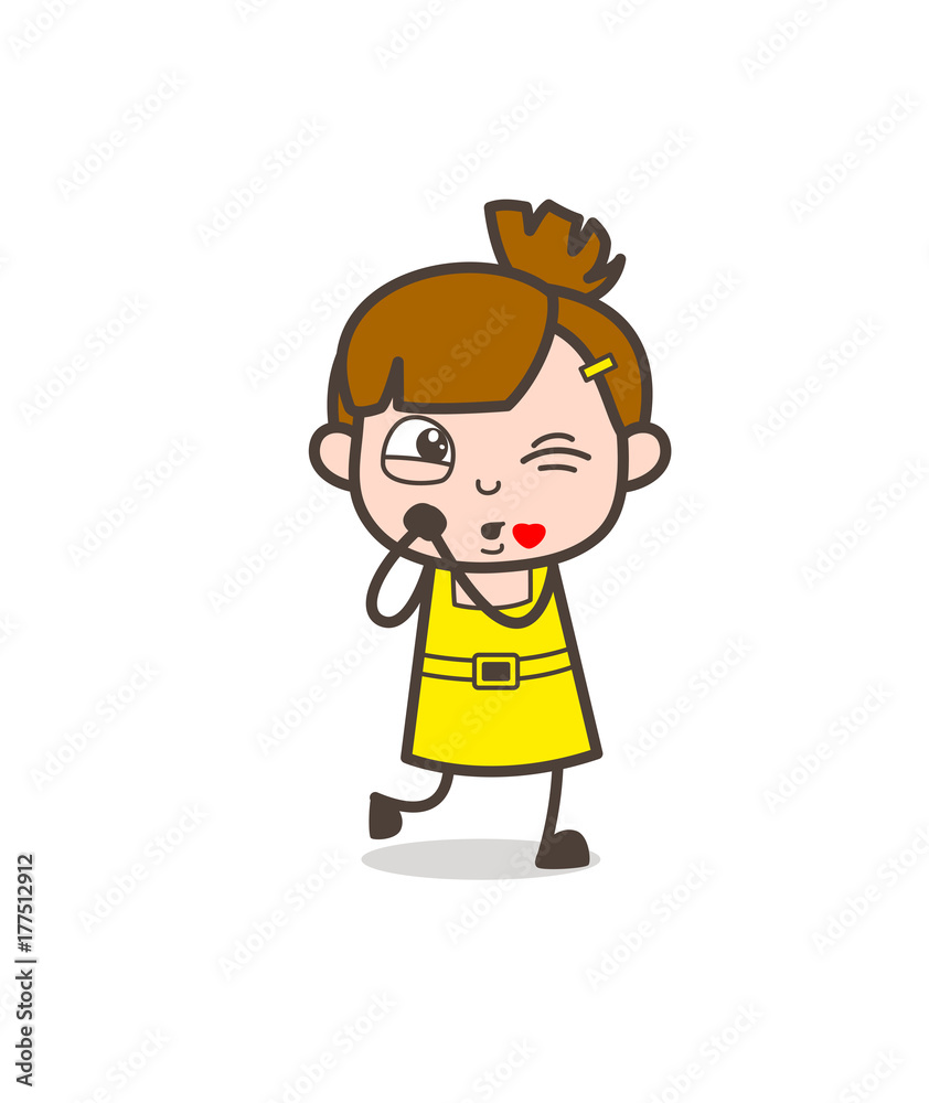 Kid Feeling Very Lovely Expression - Cute Cartoon Girl Vector Kid Feeling Very Lovely Expression - Cute Cartoon Girl Vector