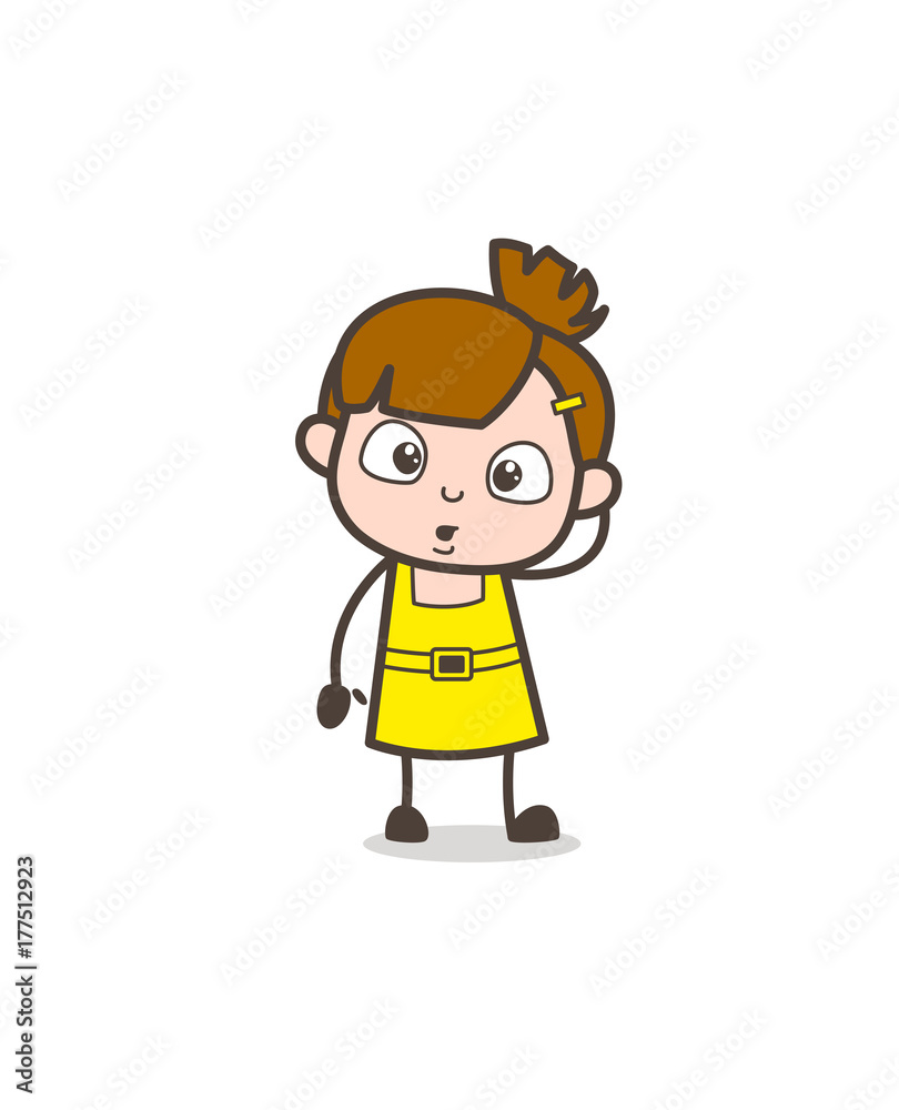 Surprised Kid Expression - Cute Cartoon Girl Vector Surprised Kid Expression - Cute Cartoon Girl Vector