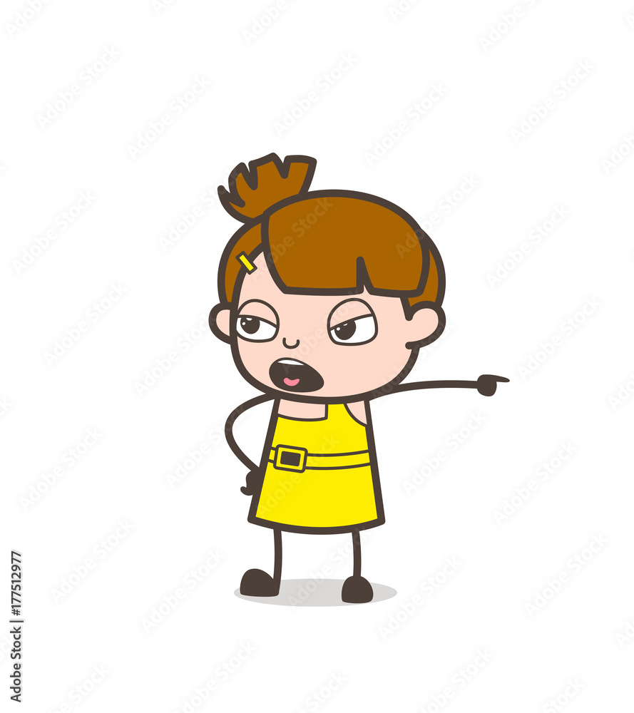 Aggressive Kid Shouting Face - Cute Cartoon Girl Vector Aggressive Kid Shouting Face - Cute Cartoon Girl Vector