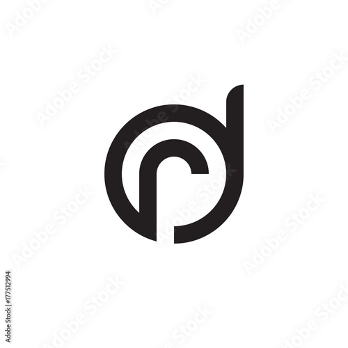 Initial letter dr, rd, r inside d, linked line circle shape logo, monogram black color