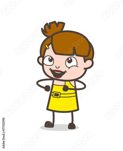 Joyful Laughing Face Expression - Cute Cartoon Girl Vector