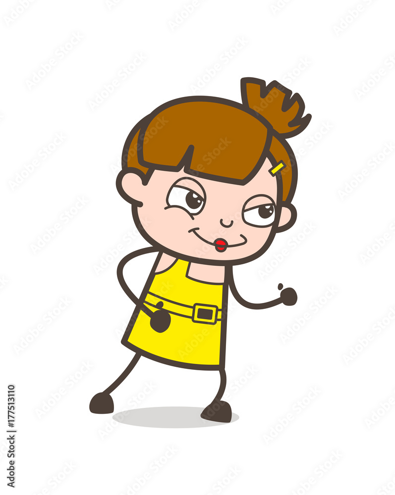 Smiling Kid Running Pose - Cute Cartoon Girl Vector Smiling Kid Running Pose - Cute Cartoon Girl Vector