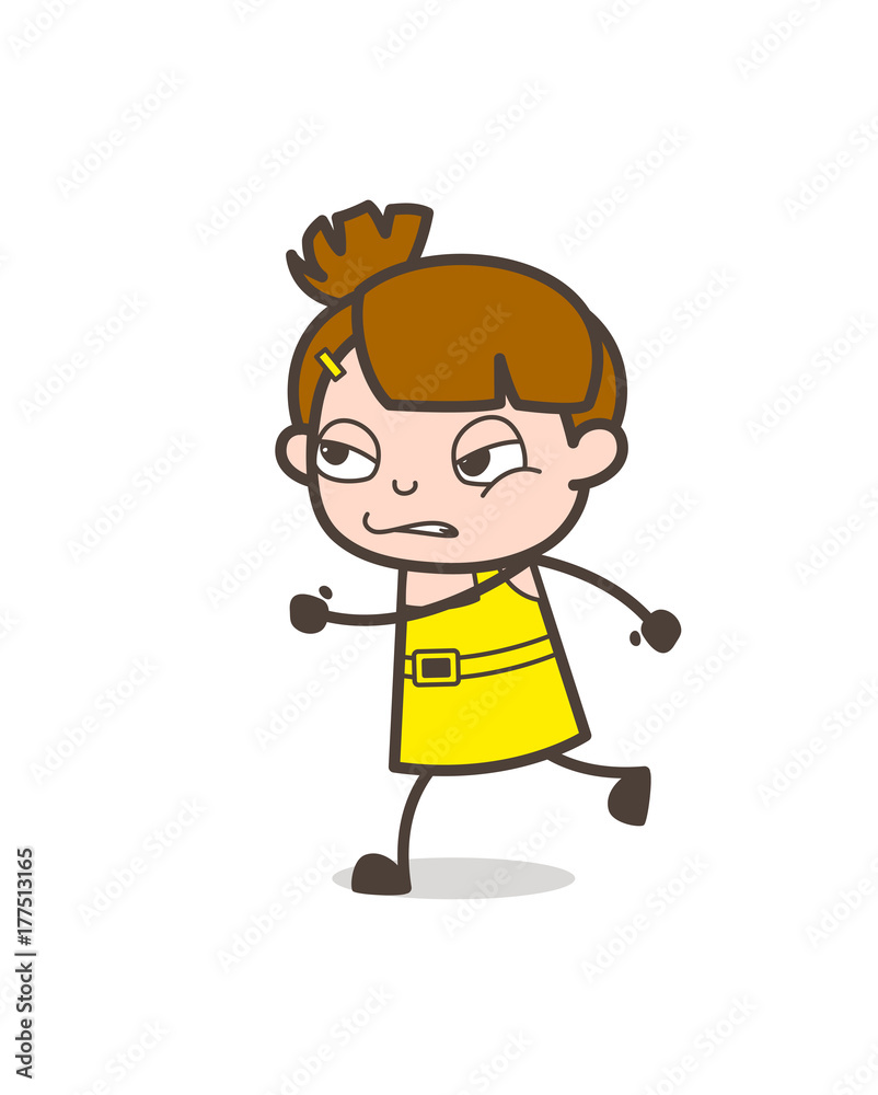 Running with Full Force - Cute Cartoon Girl Vector Running with Full Force - Cute Cartoon Girl Vector