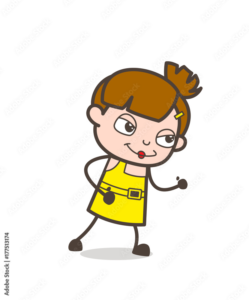 Running in Happy Mood - Cute Cartoon Girl Vector Running in Happy Mood - Cute Cartoon Girl Vector