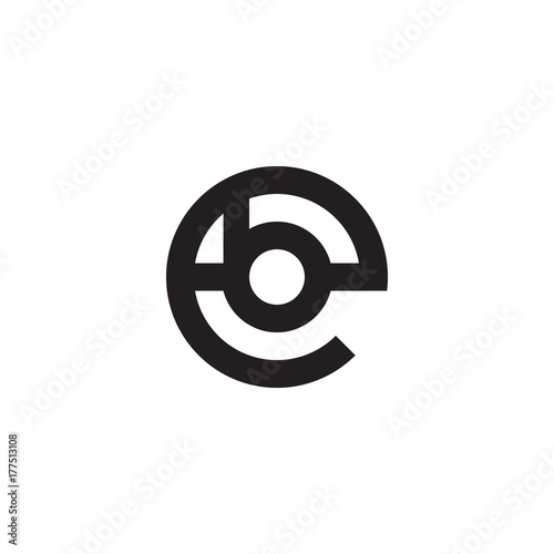 Initial letter eb, be, b inside e, linked line circle shape logo, monogram black color