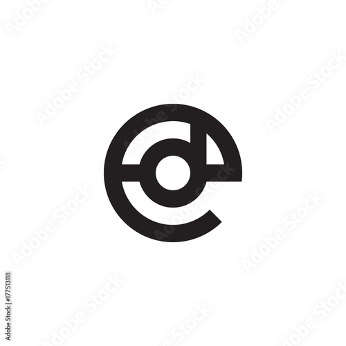 Initial letter ed, de, d inside e, linked line circle shape logo, monogram black color
