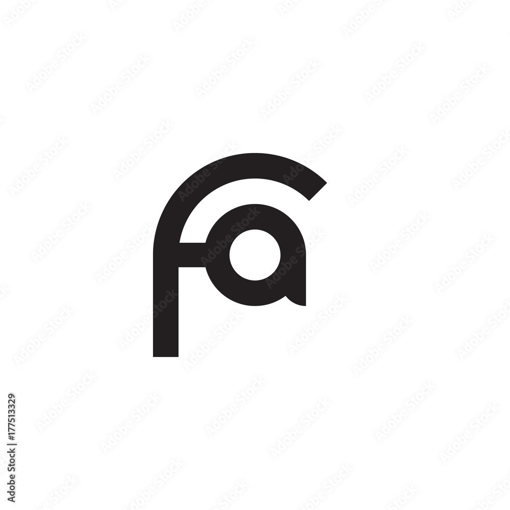 Initial letter fa, af, a inside f, linked line circle shape logo, monogram black color Initial letter fa, af, a inside f, linked line circle shape logo, monogram black color