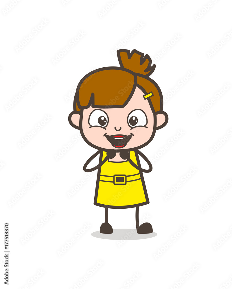Excited Kid Laughing Face - Cute Cartoon Girl Vector