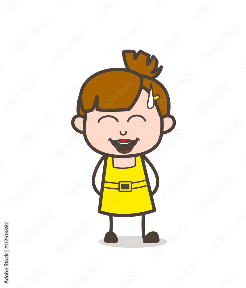 Laughing Face with Cold Sweat - Cute Cartoon Girl Vector Laughing Face with Cold Sweat - Cute Cartoon Girl Vector