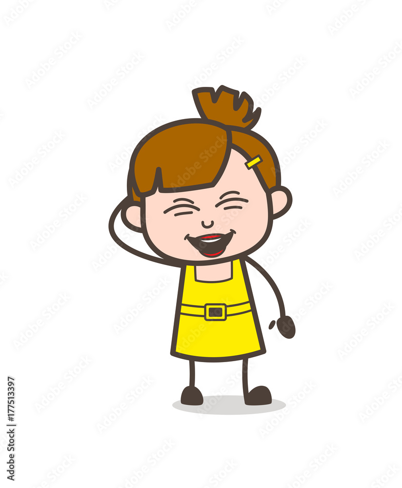 Very Happy Laughing Face - Cute Cartoon Girl Vector