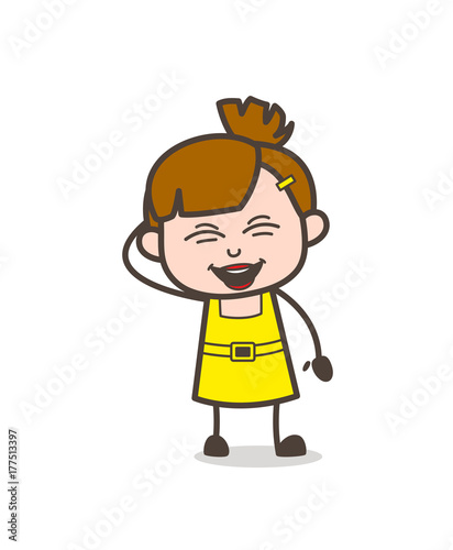 Very Happy Laughing Face - Cute Cartoon Girl Vector