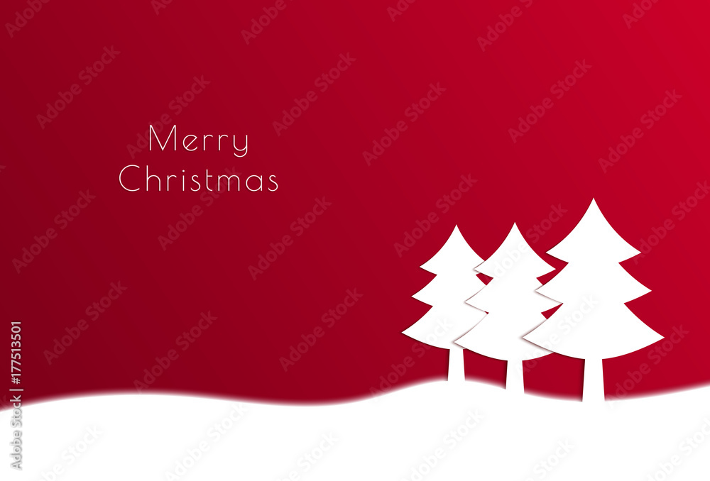 Merry Christmas background. White paper spruce on red backdrop. Place for text. Editable template for greeting card. Layout template Brochure. Flyer design. Merry Christmas background. White paper spruce on red backdrop. Place for text. Editable template for greeting card. Layout template Brochure. Flyer design.