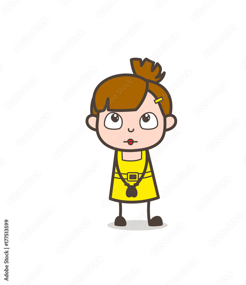Kid Face with Rolling Eyes - Cute Cartoon Girl Vector